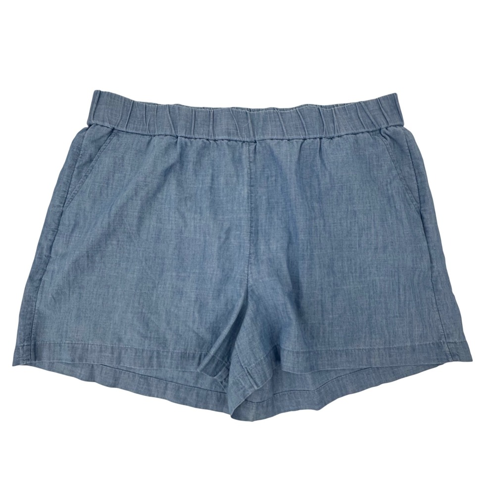 J.Crew Womens XL Tropez Chambray‎ Pull On Elastic Waist Casual Shorts CA349
